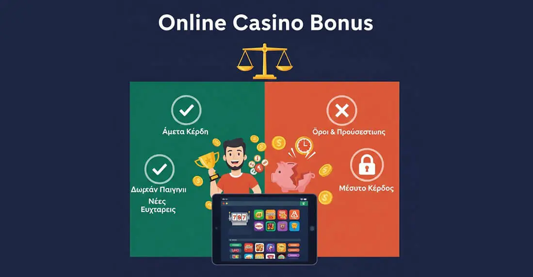 Online casino bonus χωρίς κατάθεση - Πλεονεκτήματα και μειονεκτήματα